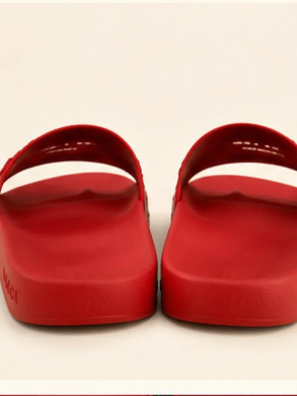 Gucci GG Rubber Slides Red 575957 10 Made in Italy Quiet Luxury Resort Designer